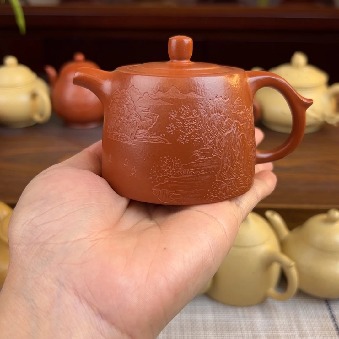 紫砂茶壶朱泥井栏全手140cc