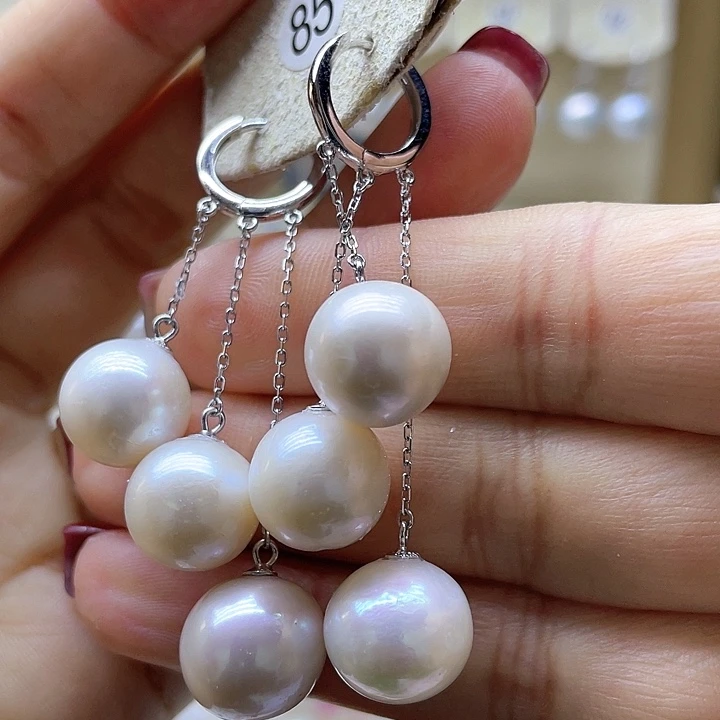 淡水珍珠耳饰银S925镶嵌