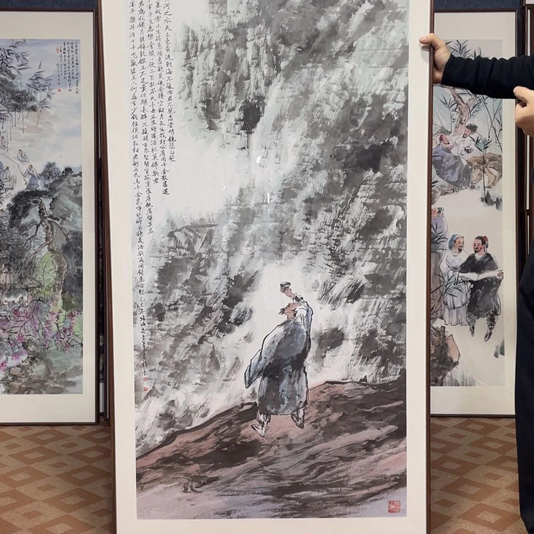 国画手绘画作品带框80/160