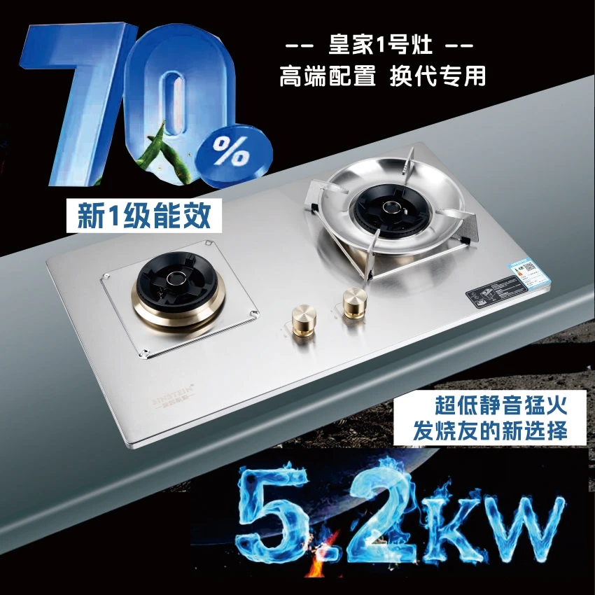 爱因斯坦牌家用高端燃气灶铜火盖猛火灶双灶液化气熄火保护70%1级