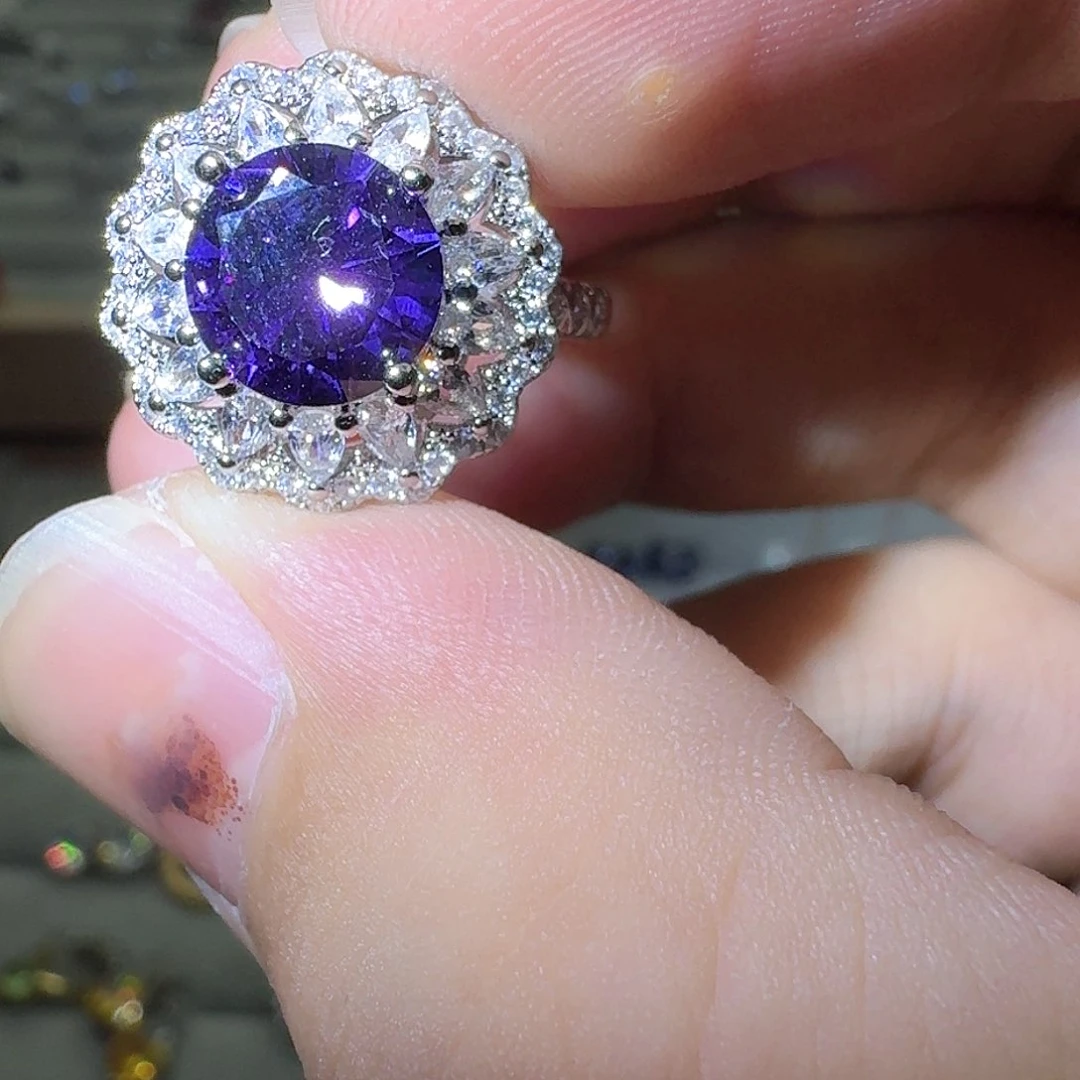 托帕石戒指银S925镶嵌