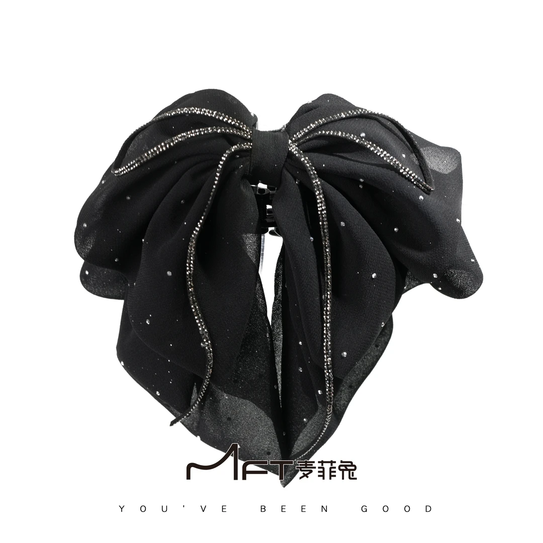 【夜晏抓夹】设计师黑色简约职业气质丸子头懒人新款百搭发饰