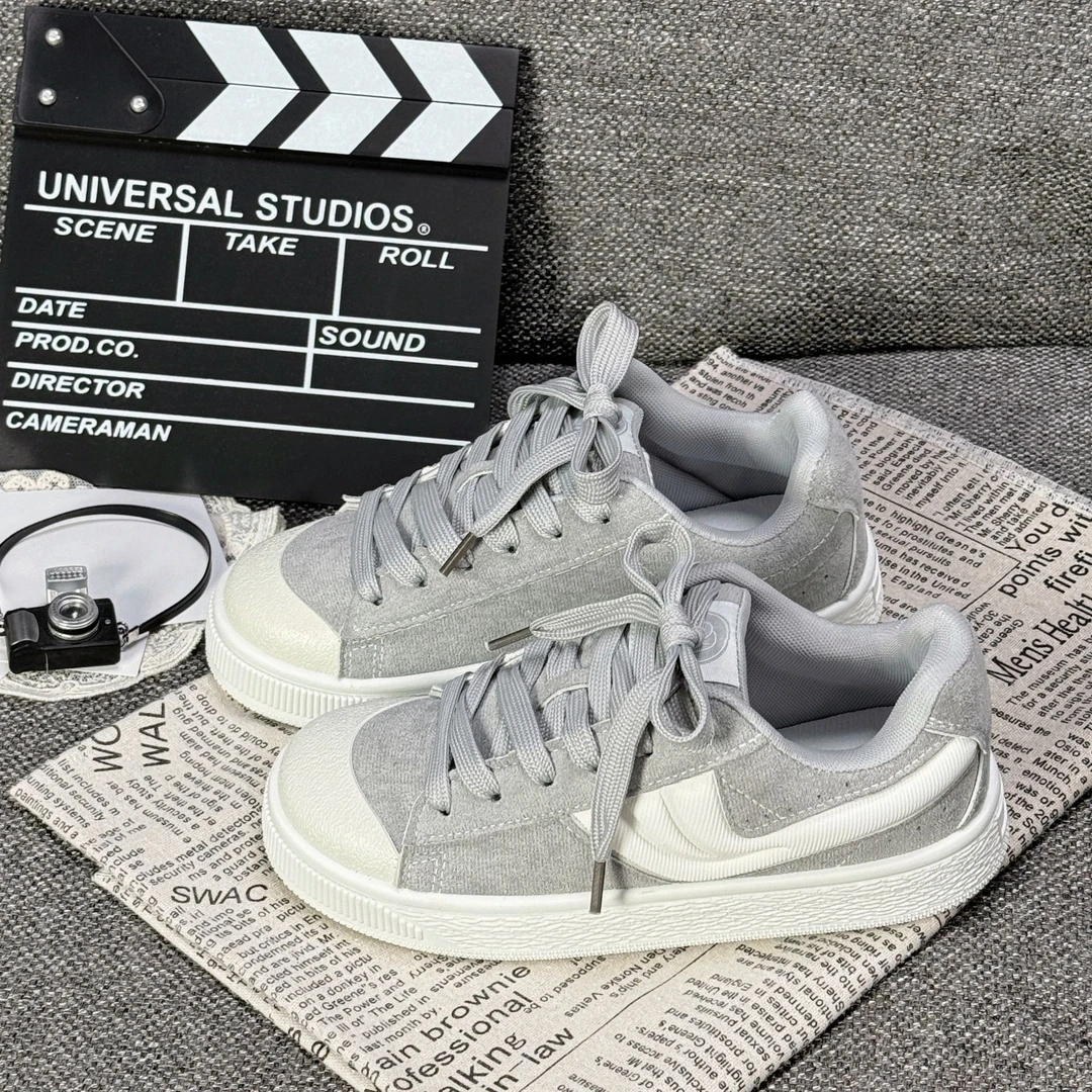 复古女秋季新款美式设计厚底面包鞋ins百搭休闲运动学生滑板鞋女