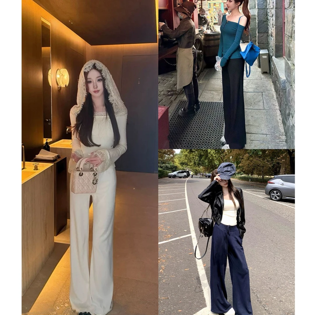 【超模裤】奥绒 加绒加厚/620g高克重阔腿女冬高腰垂感运动休闲裤