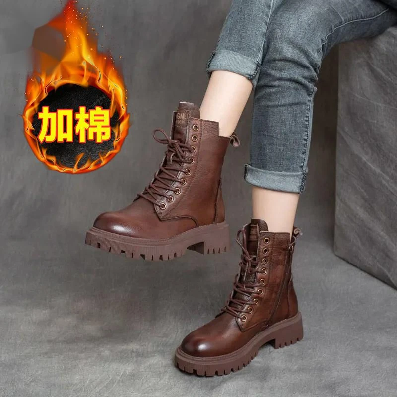 新百伦【秋季新款】马丁靴子英伦风2025秋冬百搭加绒单靴厚底瘦瘦短