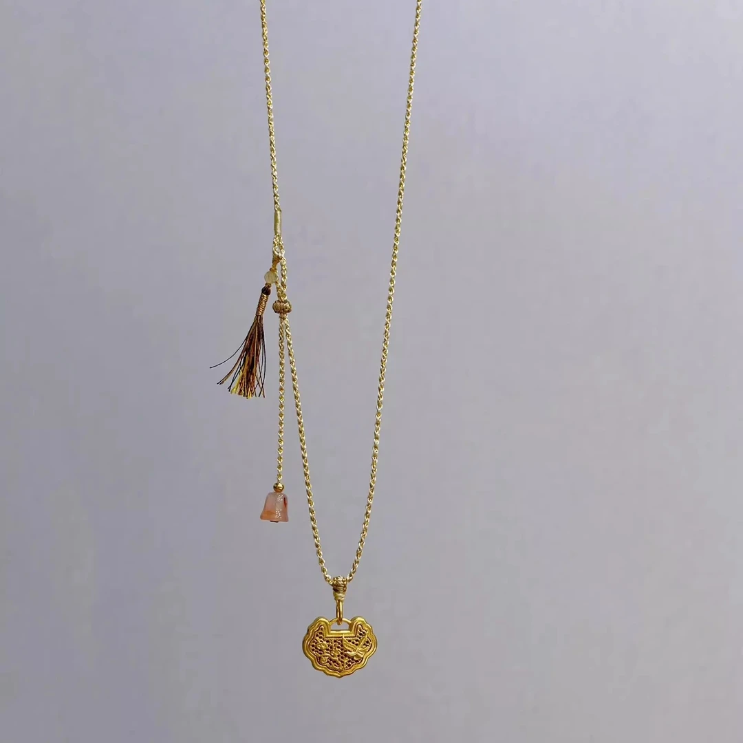 「平安铃铛」小铃铛平安锁编绳项链diy半成品可挂万能链挂绳百