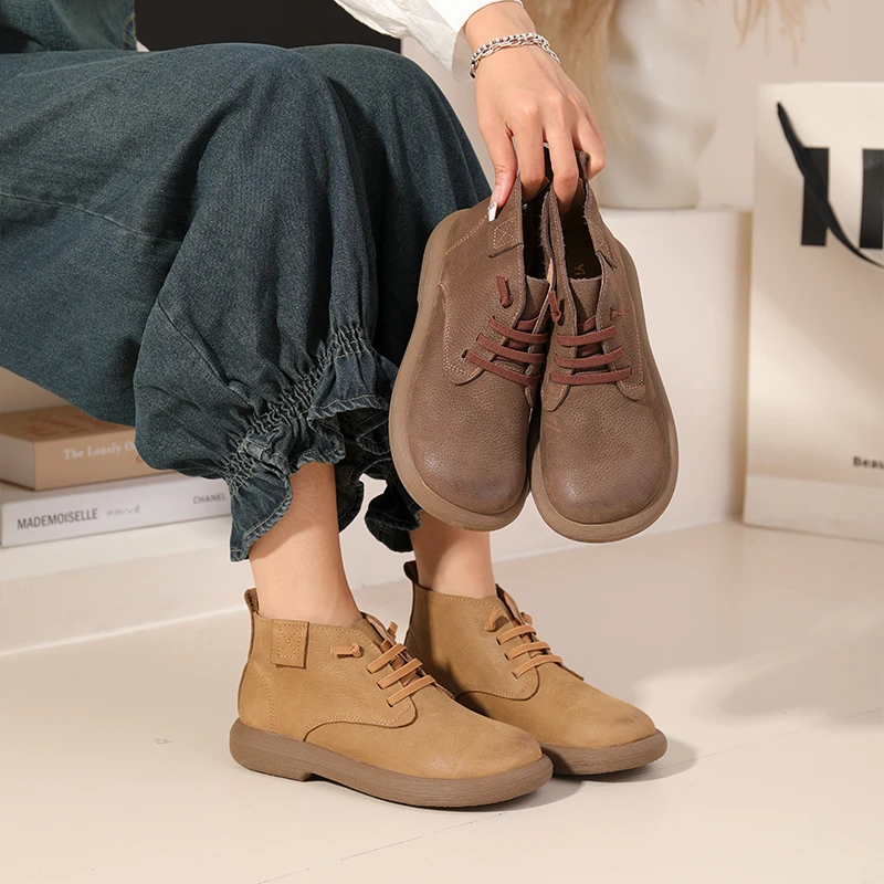 春秋新款厚底单靴休闲百搭复古文艺鞋子阔腿裤必备鞋020-29