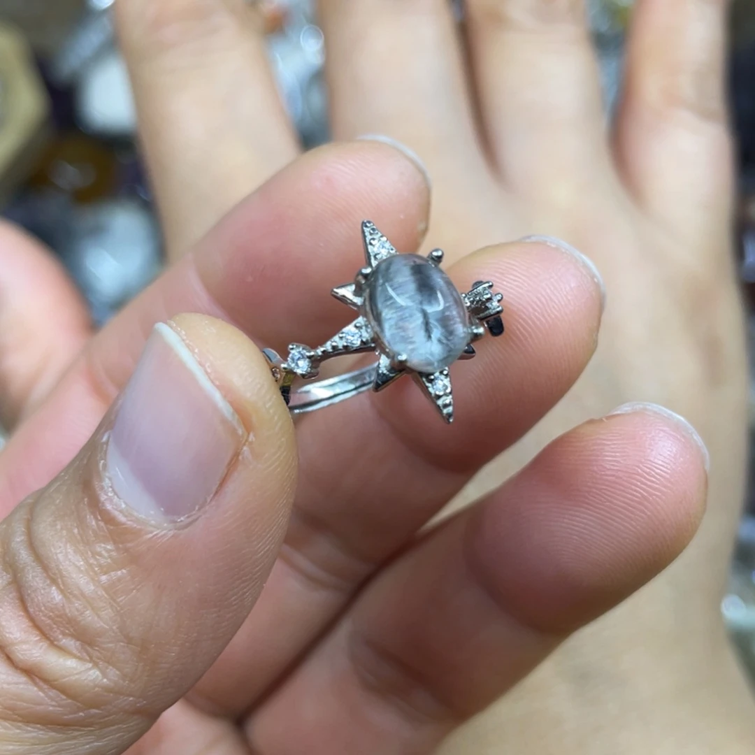 【闪购商品】银S925镶嵌珠宝半成品水晶戒指