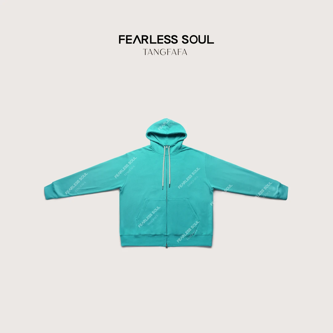 唐发发TFF 蒂芙尼蓝纯色连帽宽松慵懒感拉链保暖卫衣 825FH835 *