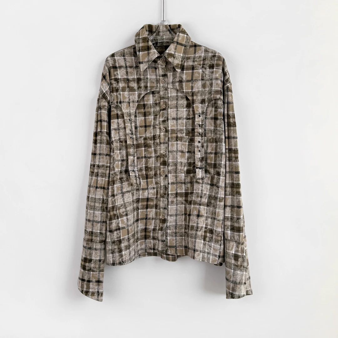 Q 男女同款重工废土气场格纹衬衫 XIAOP-CS210