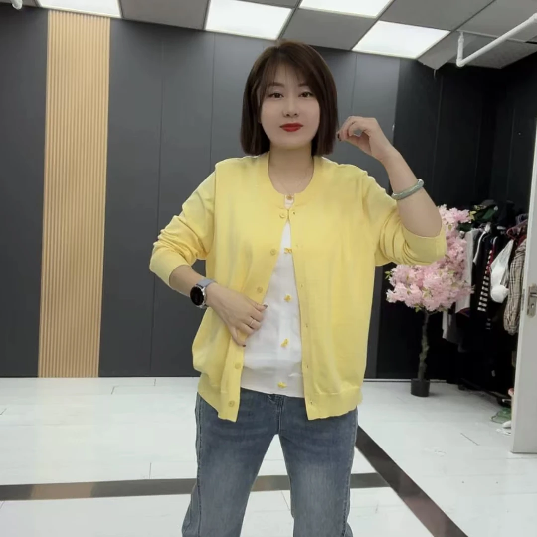 时尚大码洋气百搭圆领香风假两件长袖针织衫839