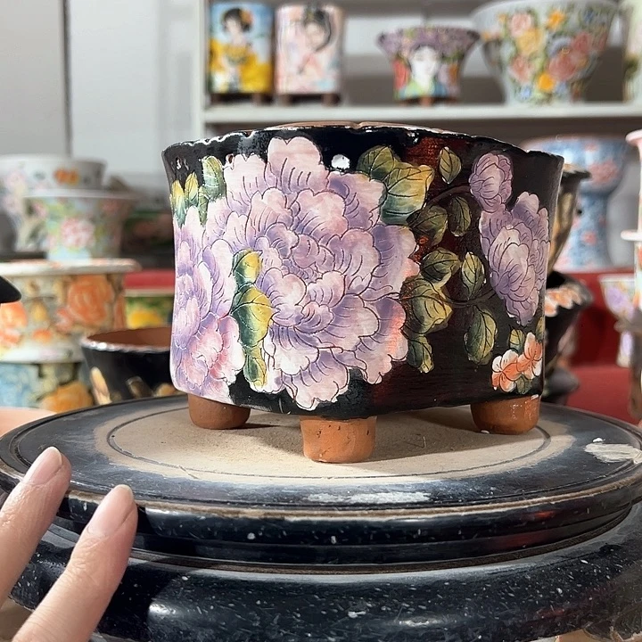 景德镇手绘花盆 满38包邮