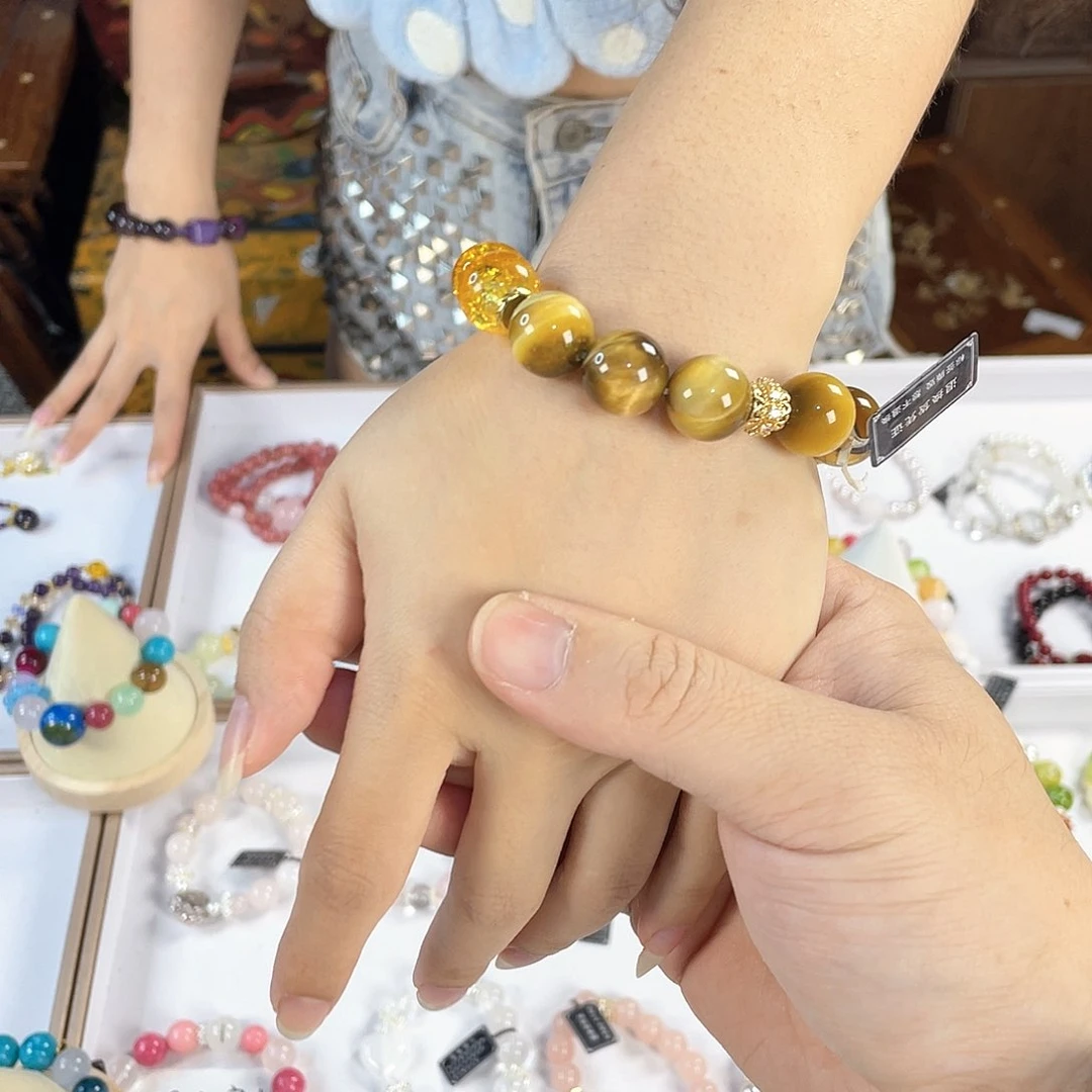 水晶手链银S925镀金镶嵌