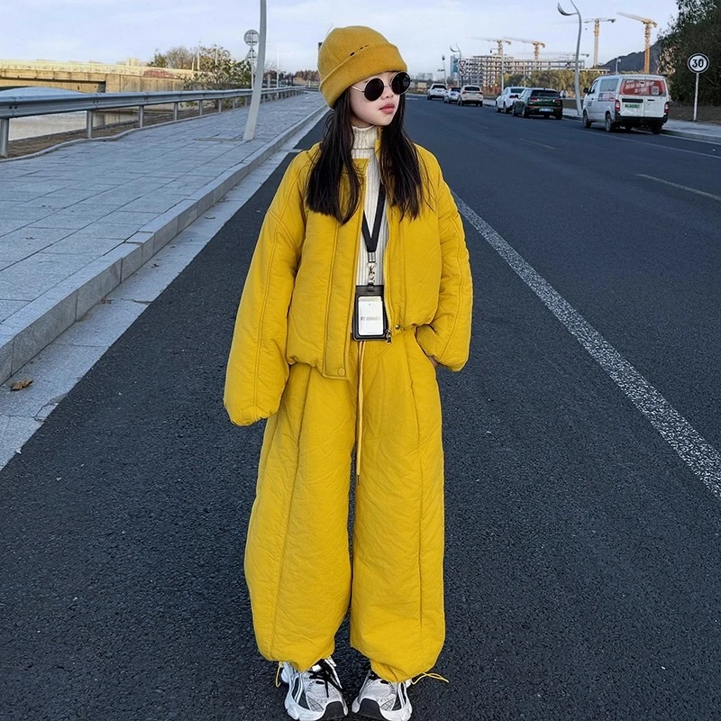 女童冬季棉服套装2025新款韩版中大童时尚洋气加厚保暖休闲两件套