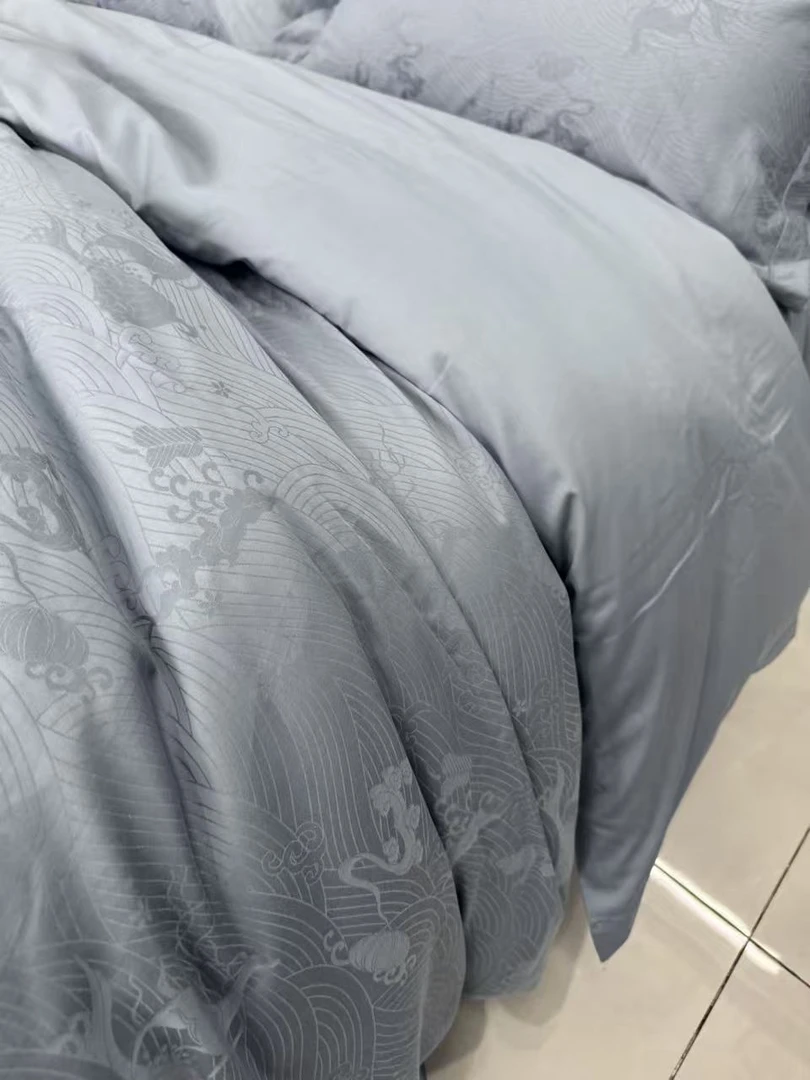 匹马棉私人定制提花四件套拉菲蓝100s精梳别墅主卧轻奢软装首选