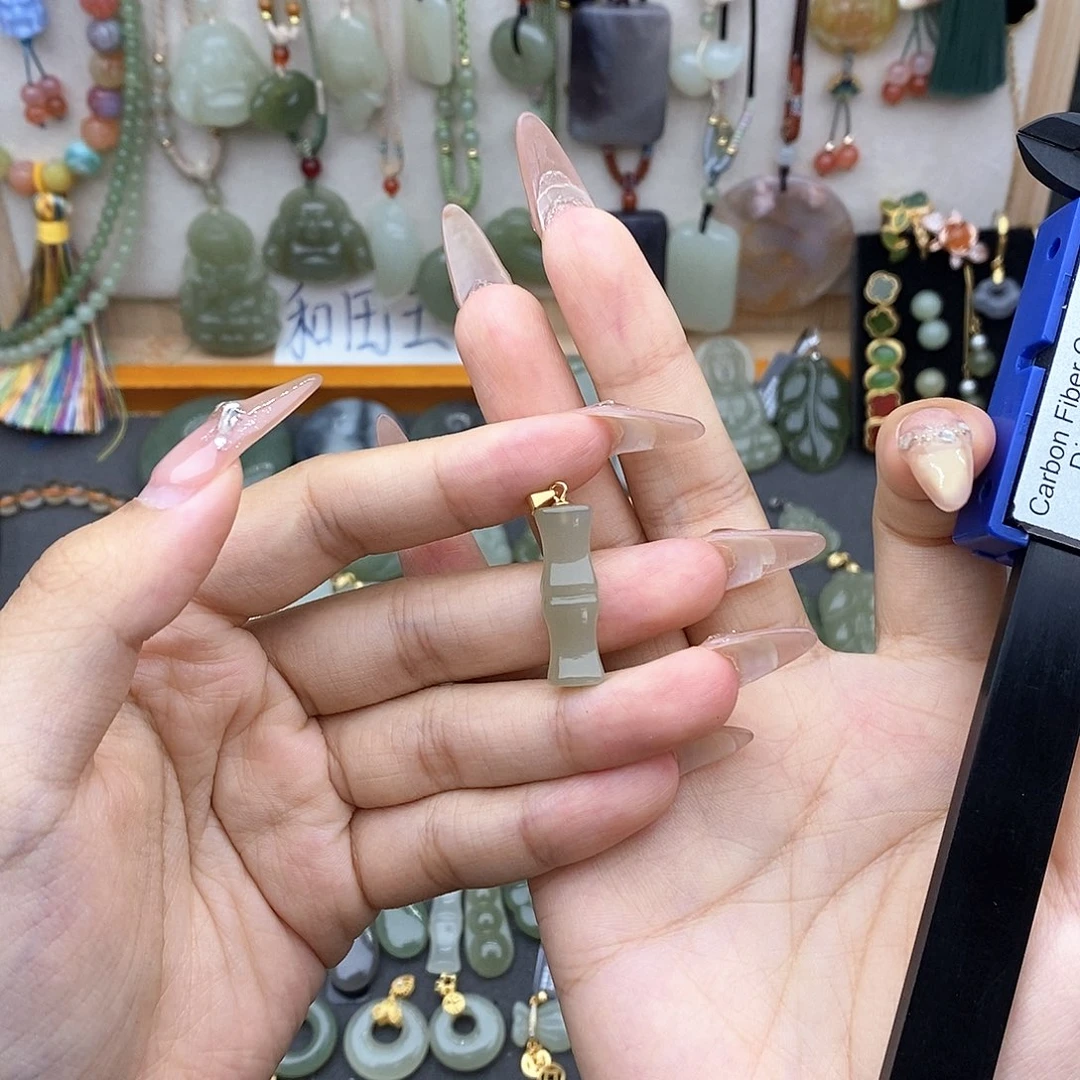 和田玉银S925镶嵌吊坠(不含链)