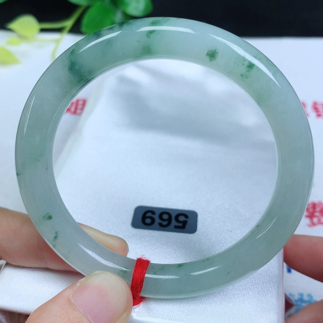 未镶嵌手镯翡翠53.4圈口冰飘花美人条569