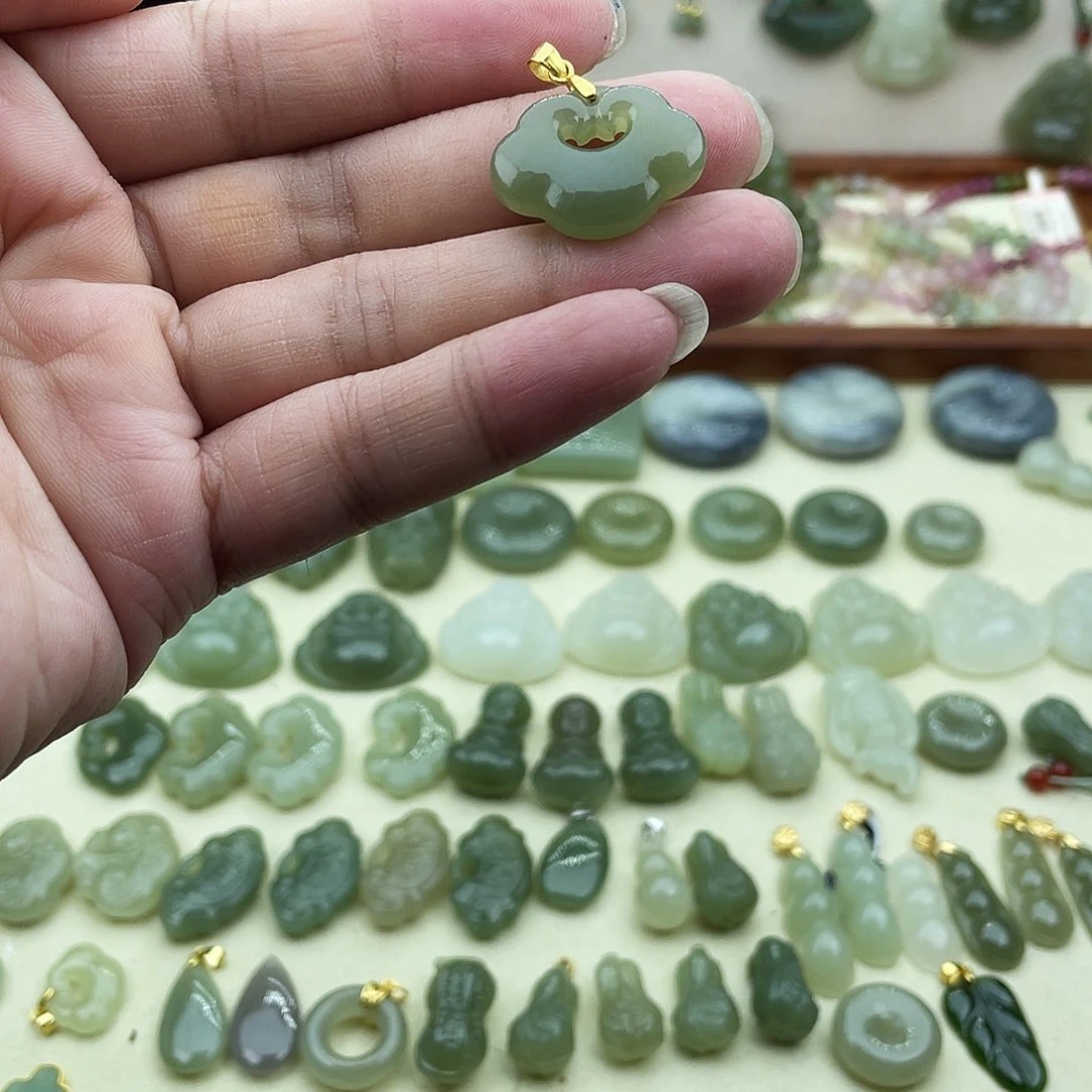 和田玉银S925镶嵌吊坠(不含链)