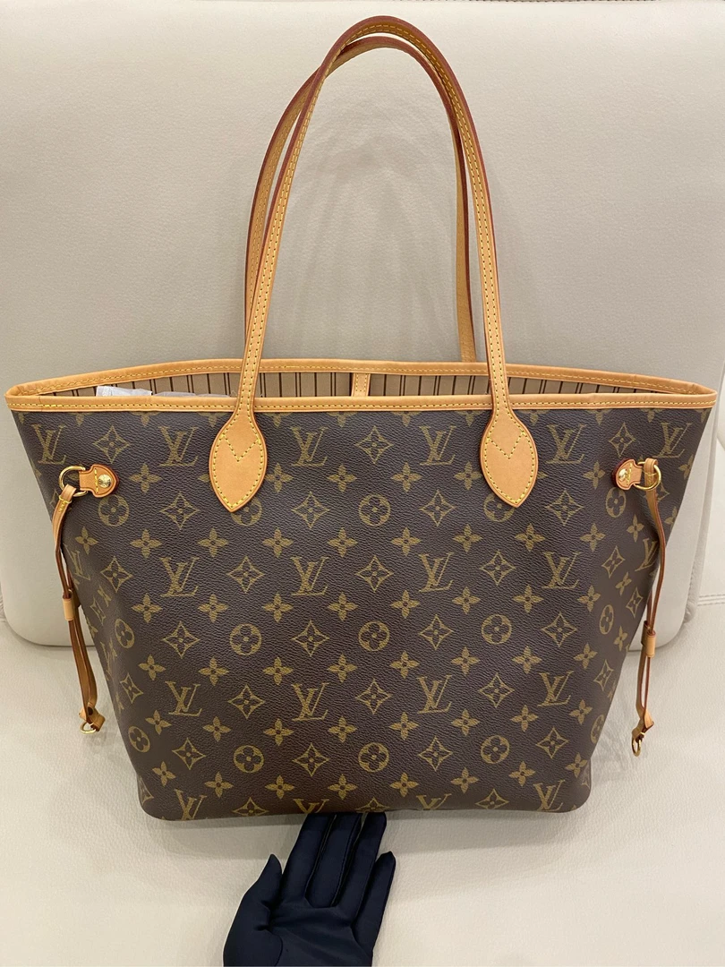 99新 LouisVuitton/路易威登 LV Neverfull中号老花购物袋有子袋