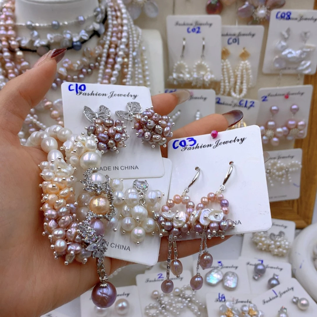 淡水珍珠耳饰银S925镶嵌