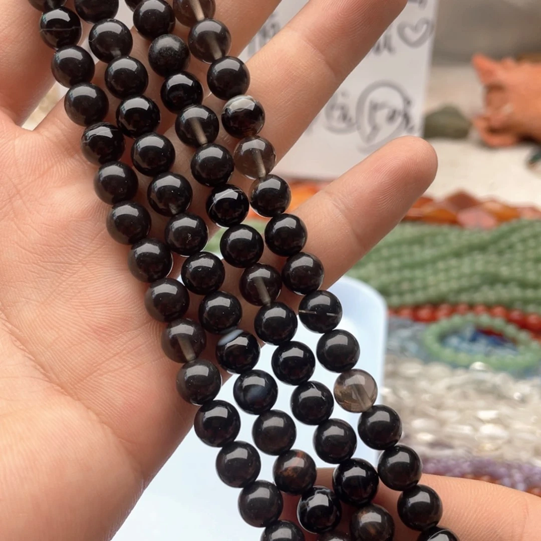 玛瑙/玉髓合金珠宝半成品打包两条卡8茶晶➕玛瑙圆珠处理不退换
