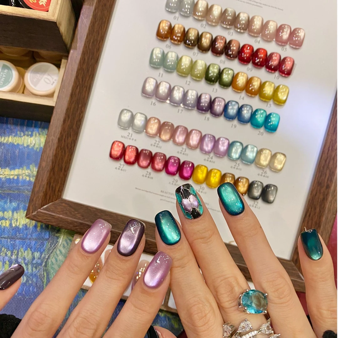 单瓶 莫奈花园玻璃珠猫眼胶鎏金彩光九紫离火美甲2025新款甲油胶