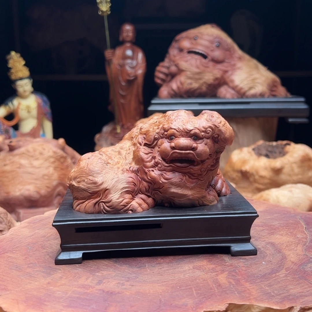 上***超荔枝木荔枝木手工雕刻狮子香炉1580