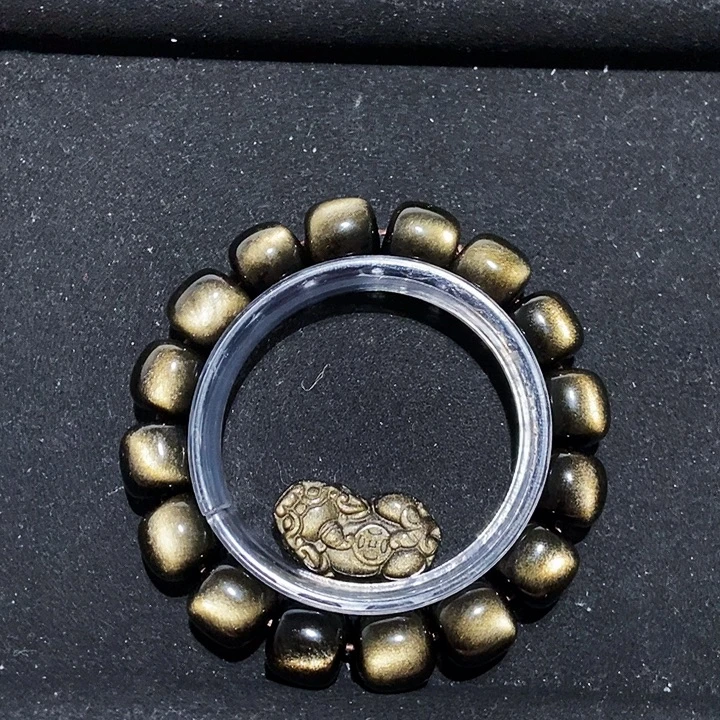 天***间黑曜岩未镶嵌手串