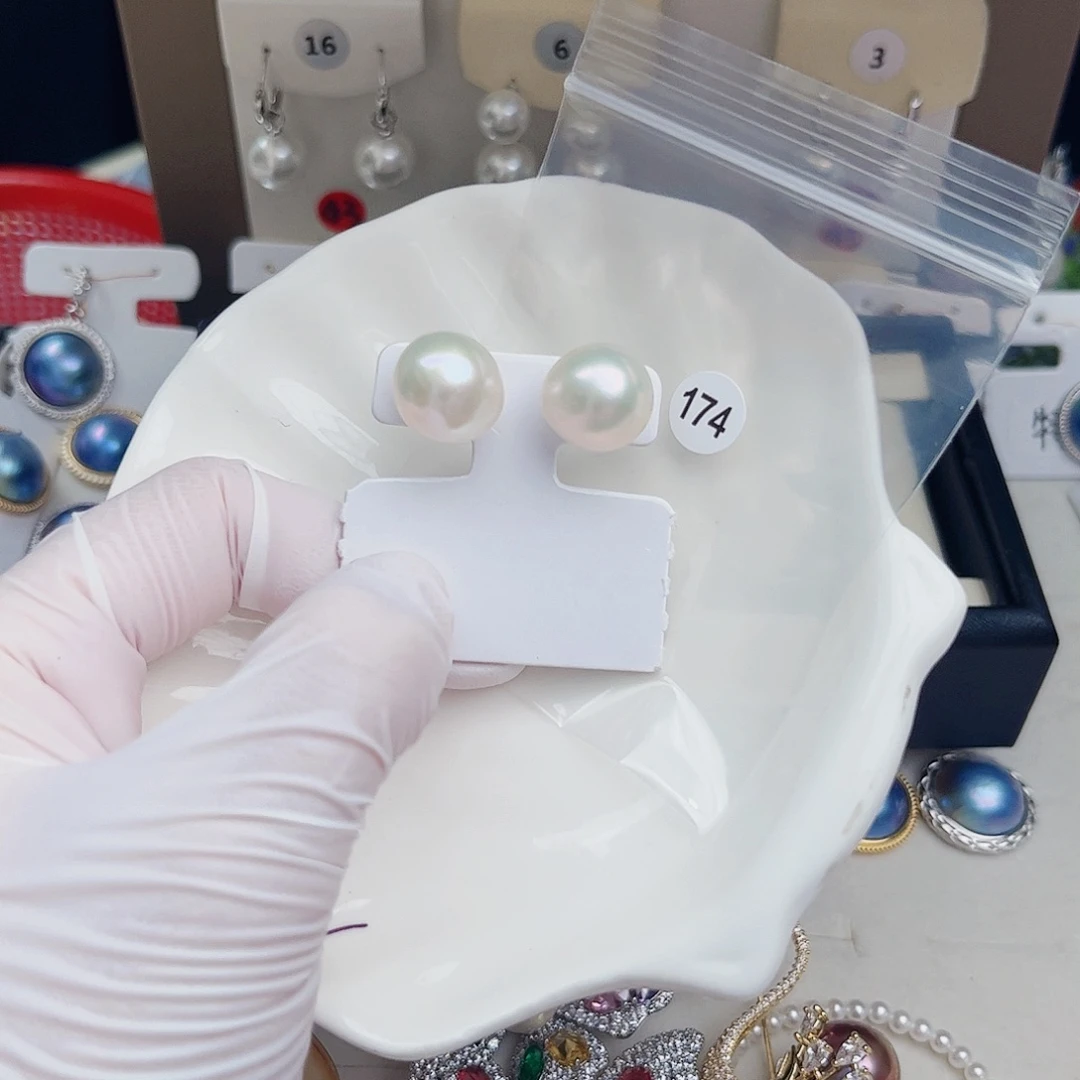 银S925镶嵌淡水珍珠耳饰