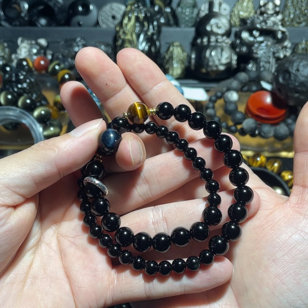黑曜岩未镶嵌手链