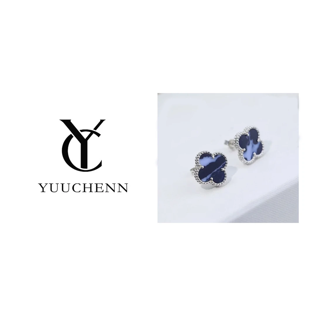 铜合金贝壳耳饰 YUUCHENN【Aihambra】 镀K金 个性轻奢女士耳钉