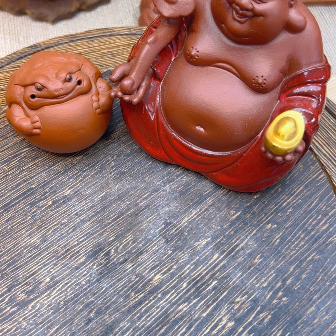 ****紫砂茶宠红衣做弥勒送朱泥一鼓作气