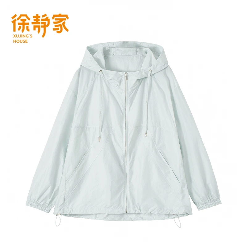洋气女装夏薄款宽松时尚微胖穿搭长袖连帽短款防晒外套女5010865
