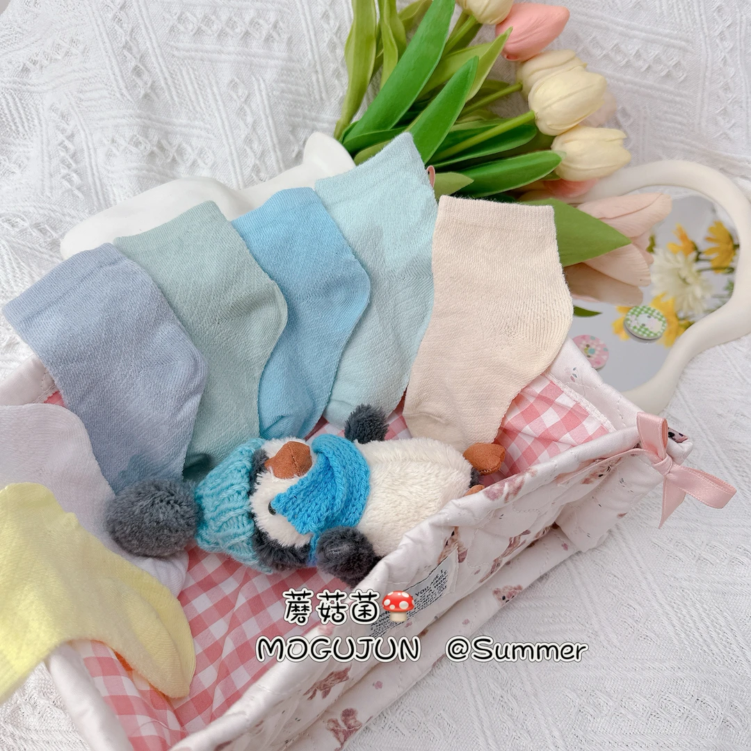{MoGu蘑菇菌}2025春夏纯色网眼男童女童宝宝袜棉袜子MG298