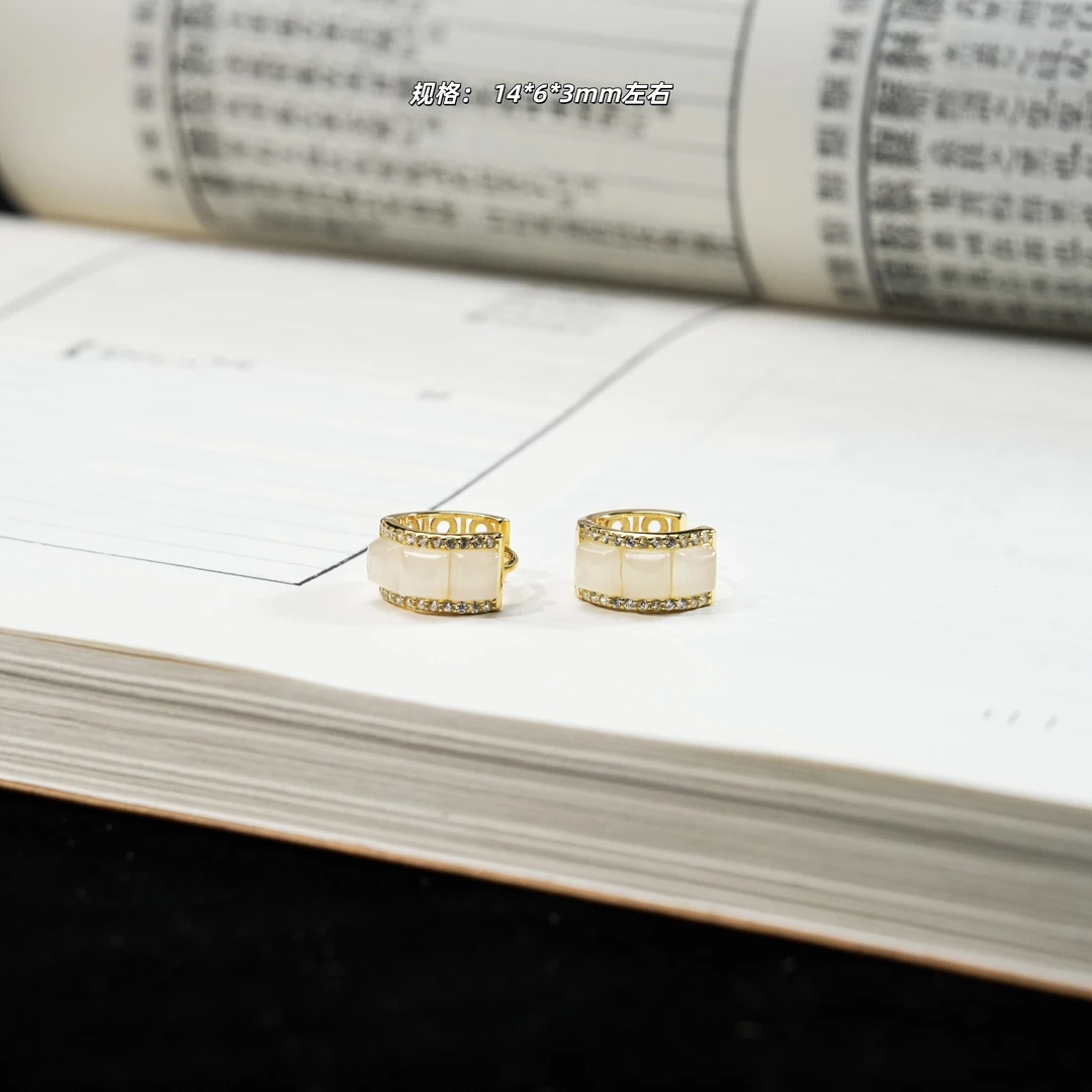 「合韵」S925银藕粉和田玉耳饰原创设计款