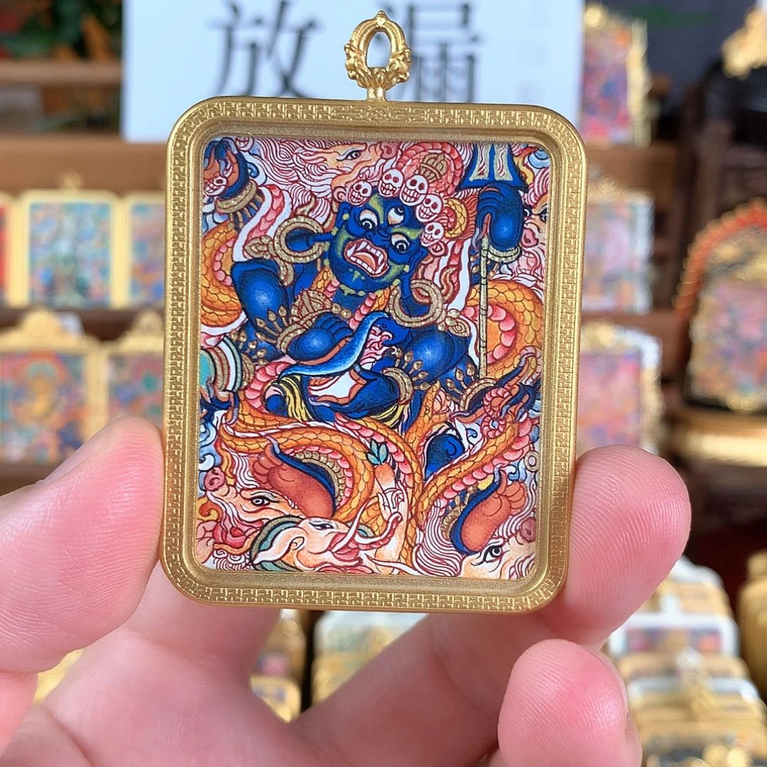 吊坠黑财神热贡纯手绘唐卡