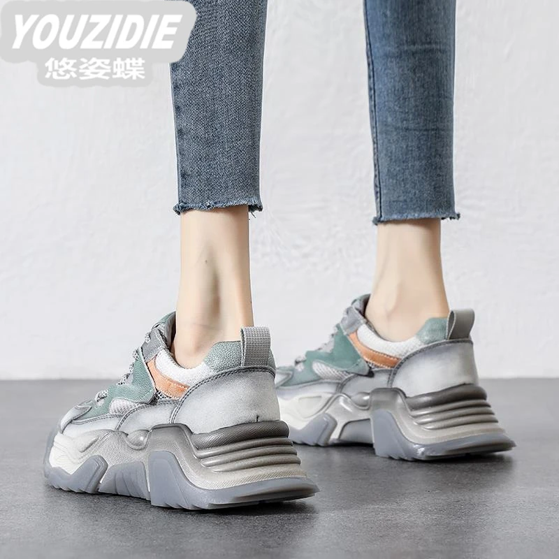 夏季薄款厚底镂空透气老爹鞋女轻奢复古网面时尚休闲鞋爆款运动鞋