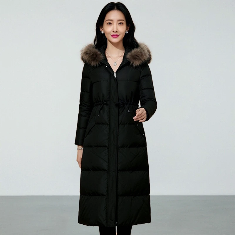 靓诺女装加绒加厚款长款拒污户外过膝秋冬NY18435A羽绒服女款