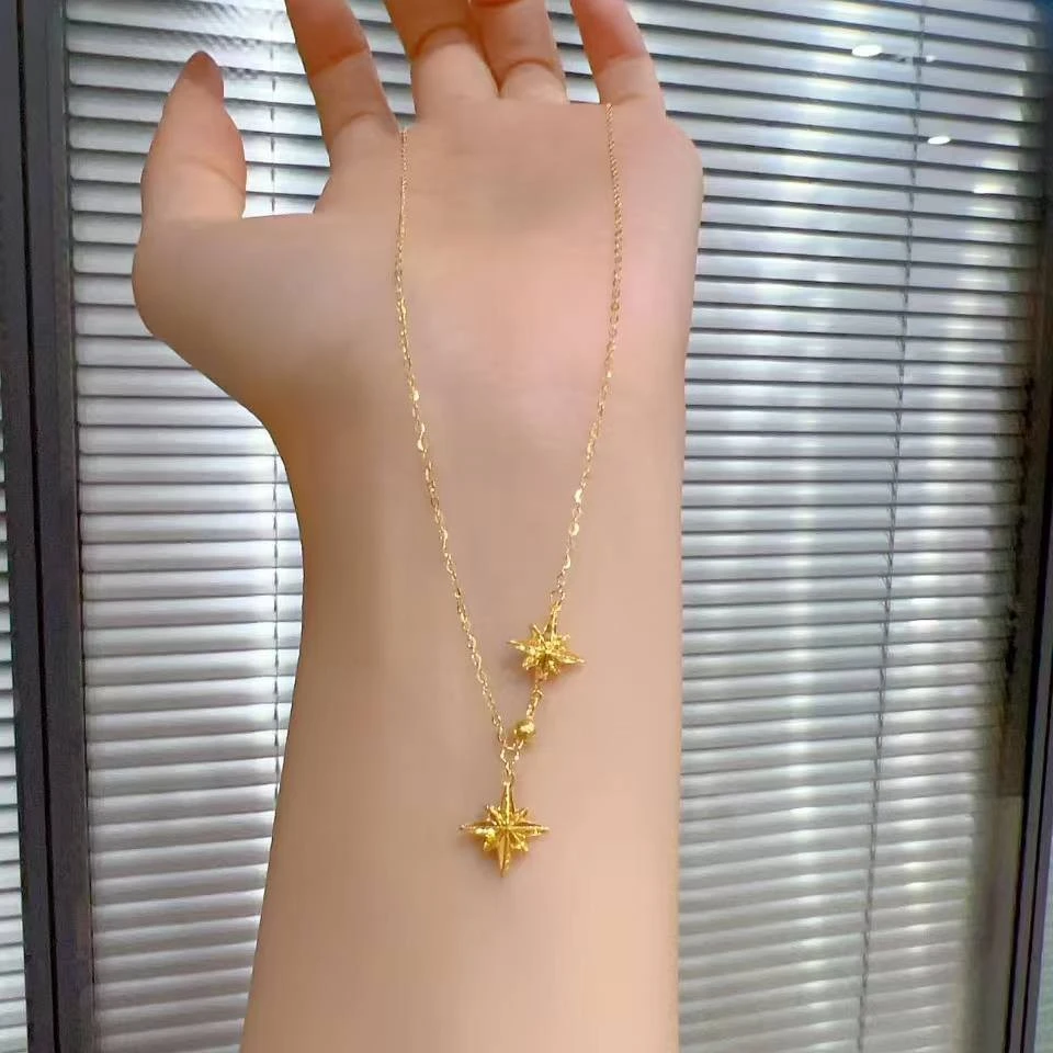 【琪琪专属】足金999双八芒星套链真金足金纯黄金（多退少补）