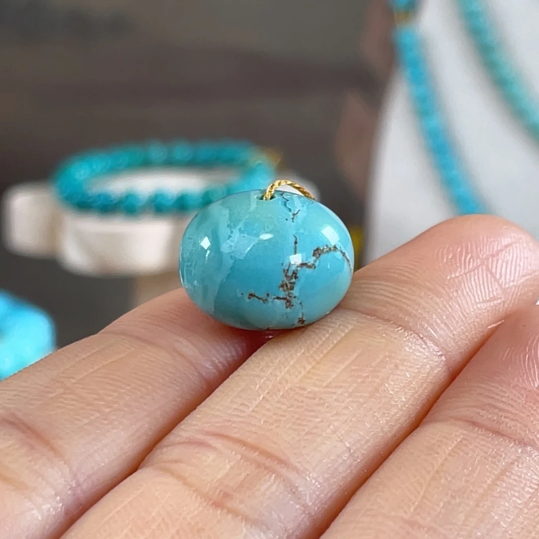 绿松石未镶嵌套链特色鼓珠16mm