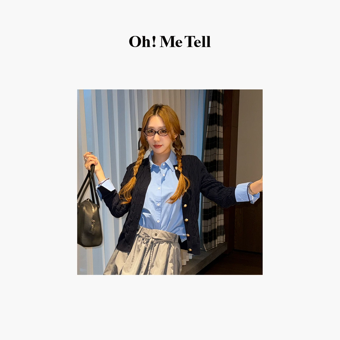 Oh！Me Tell【赵露思同款】春季蓝色高智感通勤休闲长袖衬衣衬衫女