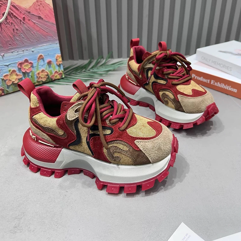 欧货厚底阿甘鞋女2025秋新款拼色百搭厚底增高运动休闲鞋轻奢女鞋