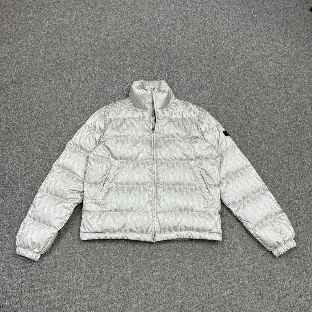 99新 DIOR/迪奥 16709421 银色满印logo羽绒服夹克外套 46码99新