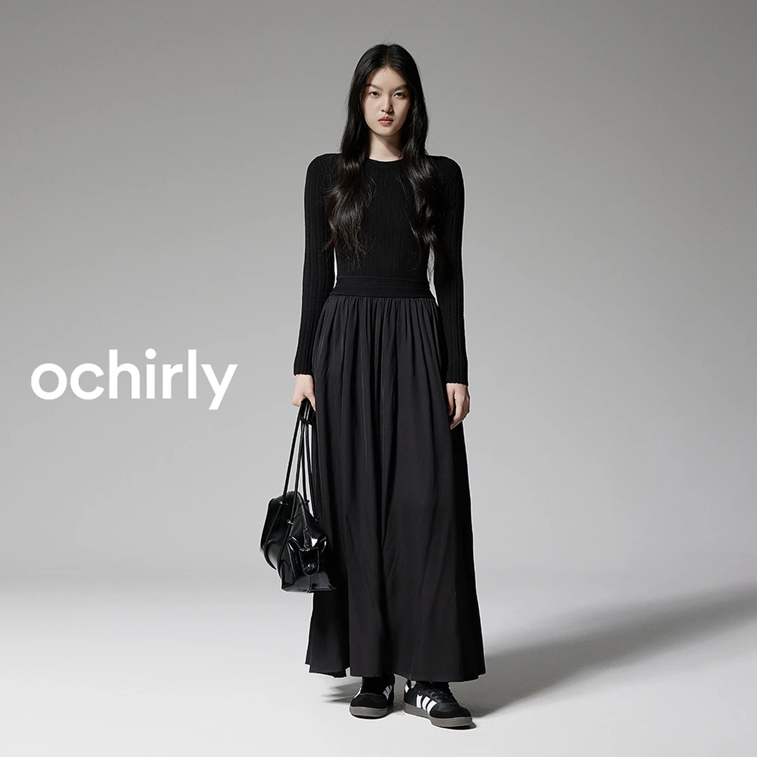 ochirly拼接假两件连衣裙针织A字版秋季新品1LC308662F
