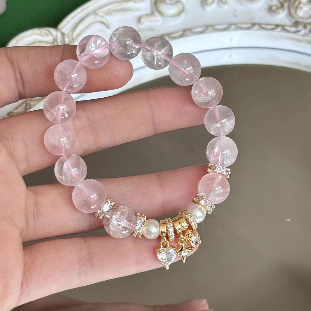 HY732【金粉世家】天然粉水晶莫桑比克星光粉马达加斯加粉晶