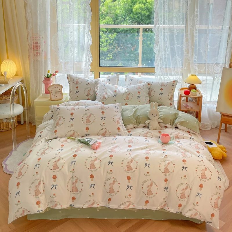 床笠款花边家用公主风三件套厂家批发床上用品被套床品床单可爱