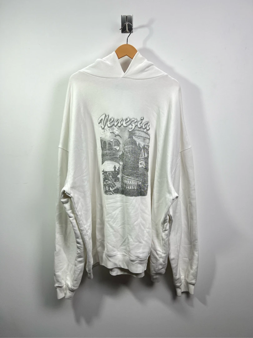 99新 Balenciaga/巴黎世家 城堡卫衣帽衫白色连帽卫衣 M码 #2520