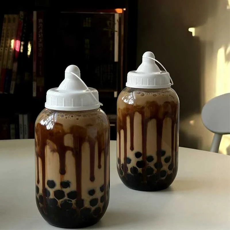 可爱奶嘴饮料瓶500mlpet瓶塑料瓶果汁瓶子网红珍珠奶茶瓶子食品级