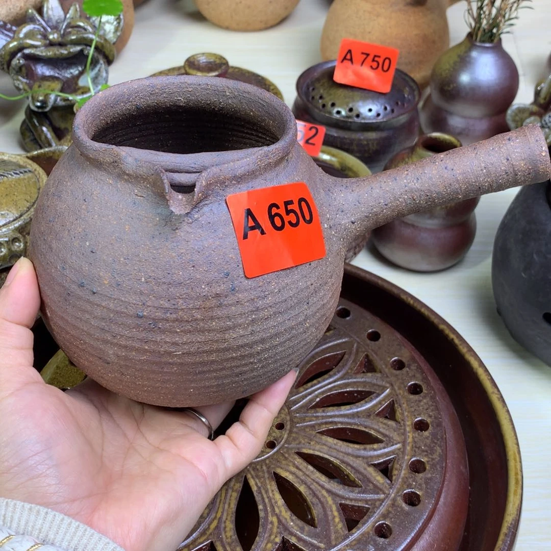 柴烧粗陶烤茶罐一物一拍800毫升左右