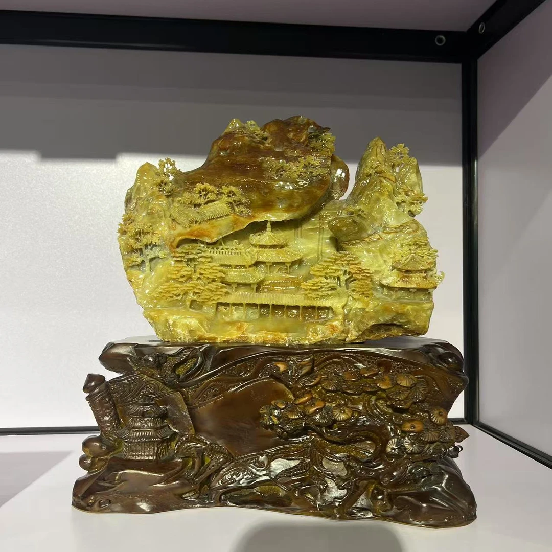 岫岩玉19号精品玉雕【山水意境】时尚复古雕刻镶嵌精美精雕